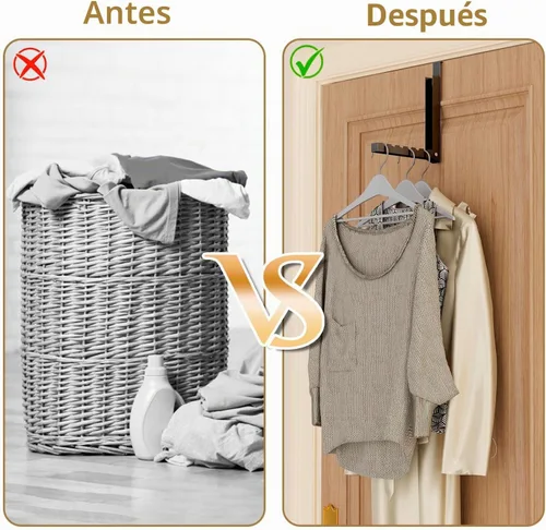 Vista 4 de ZMBESUP Perchero plegable para colgar sobre la puerta, perchero plegable para colgar en interiores, espacio pequeño, plegable, portátil, gancho Negro
