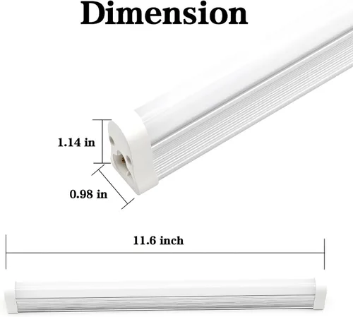 Vista 2 de Lámpara LED para tienda, 12 pulgadas, 5 W, 580 lm, cubierta esmerilada, 6500 K, tubo de luz integrado T5, salida alta, blanco más brillante, tubo