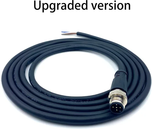 Vista 2 de Cable Conector Macho M12 de 5 Pines, Cable Eléctrico de Enchufe Recto de Aviación Código A de PVC Industrial Moldeado No Blindado 1M AWG22
