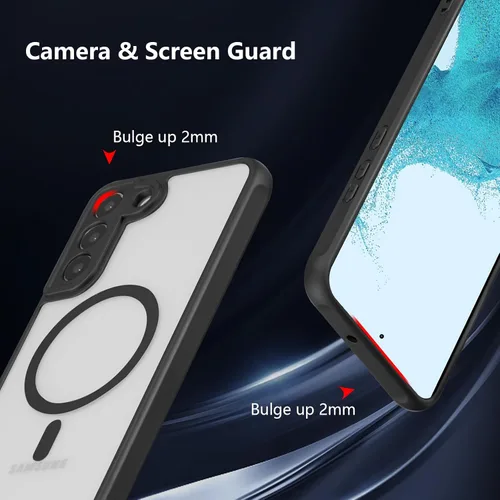 Vista 4 de RALEAVO - Funda magnética para Samsung Galaxy S22 [Compatible con Magsafe], cubierta mate y brillante delgada, parte trasera de policarbonato duro