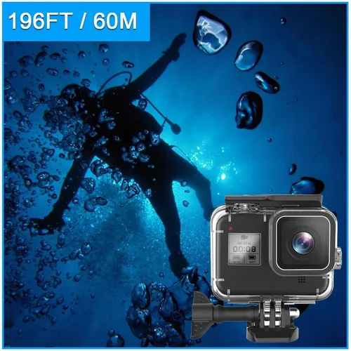 Vista 3 de Para Gopro Hero 8 Accesorios Negro Protección Impermeable Carcasa Caso Buceo 60M Protector para Gopro Hero 8 Deportes Cámara, IP68