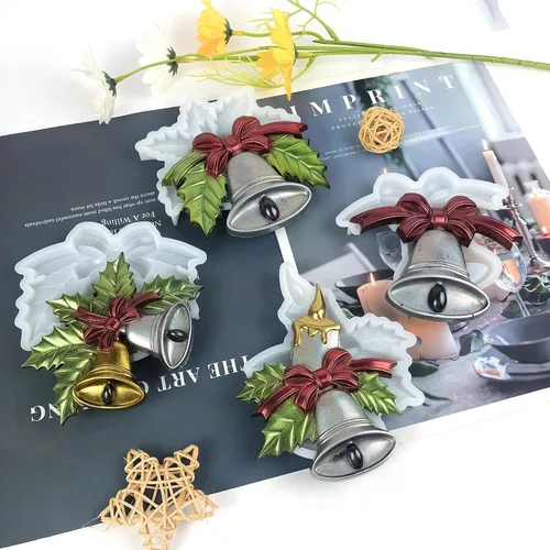 Vista 6 de Molde de resina epoxi reutilizable para decoración de interiores y exteriores, campana de Navidad, molde de silicona para decoración del hogar