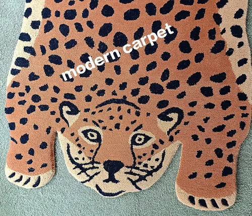 Vista 8 de Modern Carpet - Alfombra de tigre tibetano de 3 x 5 pulgadas, 100% lana, hecha a mano, para habitación de niños, dormitorio, alfombra