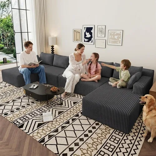 Vista 95 de Lakifun Sofá en Forma de L de 107" con Otomana, Seccional Modular Moderno Sofá Cómodo en Forma de U Nube, Asiento Profundo, Chaise Longue Cama