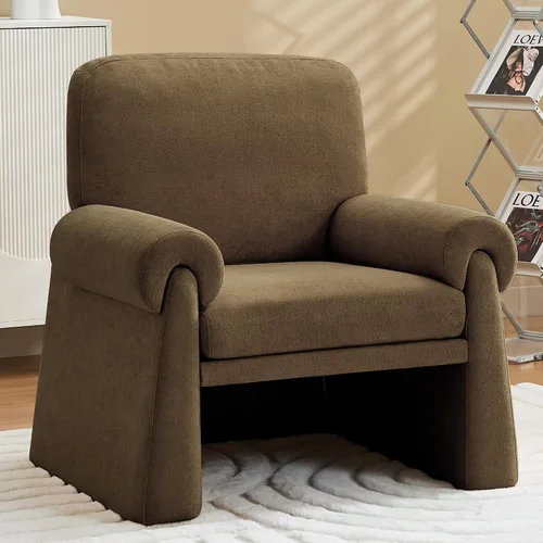 Vista 15 de Silla decorativa de gran tamaño, cómodas sillas de sala de estar, sofá individual con cojín grueso y reposabrazos, sillón tapizado para sala de Beige