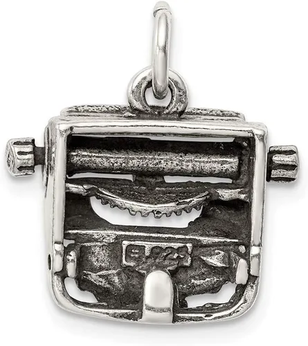 Vista 4 de Noble Collections Abalorio de plata de ley para máquina de escribir envejecida, Plata esterlina, N A