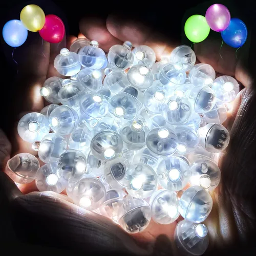 Vista 8 de ZGWJ 50 piezas de luces de globo mini, funciona con pilas, luz redonda impermeable LED de tiempo de espera prolongado para globo de cumpleaños