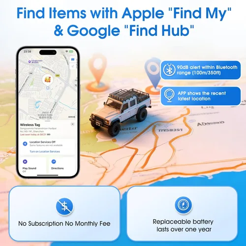 Vista 6 de Mini GPS Tracker for Vehicles (Universally for Android & iOS), Hidden Car Location Tracker w/Magnetic Case, Item Finder for Google Find Hub & iOS