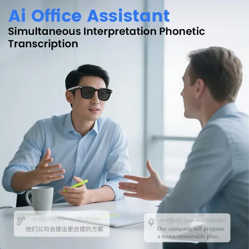Vista 2 de Gafas inteligentes con IA con cámara HD de 80 MP, video de 1080P, Bluetooth/Wi-Fi, control de voz y reconocimiento de inteligencia artificial, gafas