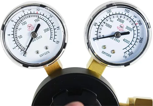 Vista 5 de findmall CGA 540 Regulador de oxígeno para la gama de entrega del indicador de gas de soldadura 145PSI