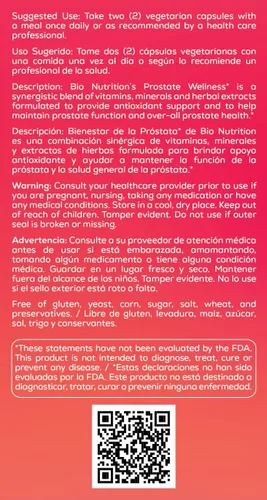 Vista 4 de Bio Nutrition Cápsulas veganas para bienestar de próstata, 60