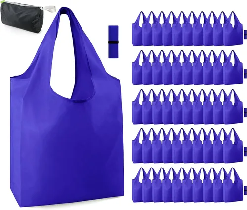 Vista 48 de BeeGreen Bolsas de comestibles reutilizables de Navidad con bolsa de almacenamiento con cremallera, paquete de 10 bolsas de compras reutilizables a