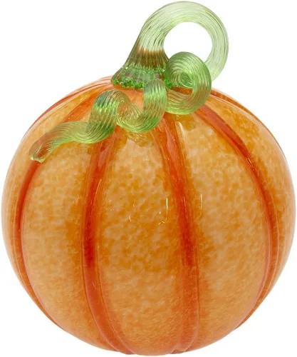 Vista 4 de Boston International Calabaza de cristal para otoño, cosecha, Acción de Gracias, decoración de mesa de vidrio soplado a mano, pequeño, remolino