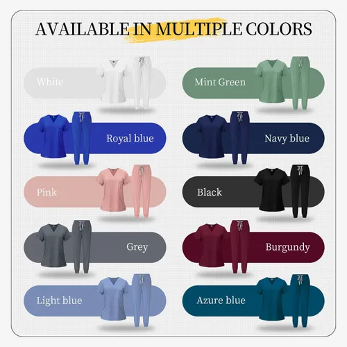 Vista 7 de VIAOLI Conjunto de ropa quirúrgica para mujer, camiseta con cuello en V y pantalón deportivo de yoga, uniforme médico de enfermería para mujer