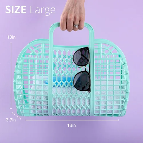 Vista 2 de BABANA Bolsas de gelatina Cesta de regalo reutilizable Bolsa de playa para niñas Niño Bolsa de gelatina para niños, Halloween, novia, cesta