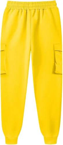 Vista 4 de Bolsillos Pantalones chándal Mujer sólido Cintura elástica Pantalones Largos deportivos Pantalone básicos cómodos