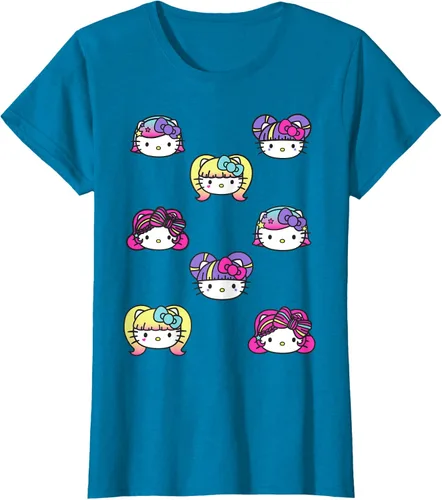 Vista 87 de hello kitty Kawaii Multi peinado Tee, Azul (Heather blue)