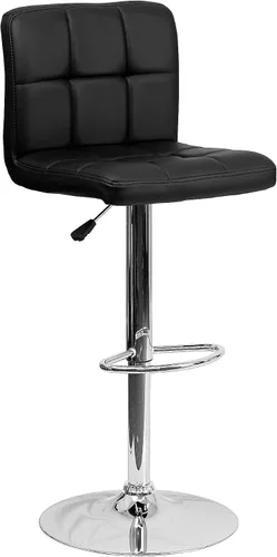 Vista 4 de Flash Furniture Kathleen - Taburete de bar contemporáneo de vinilo acolchado negro con altura ajustable con base cromada