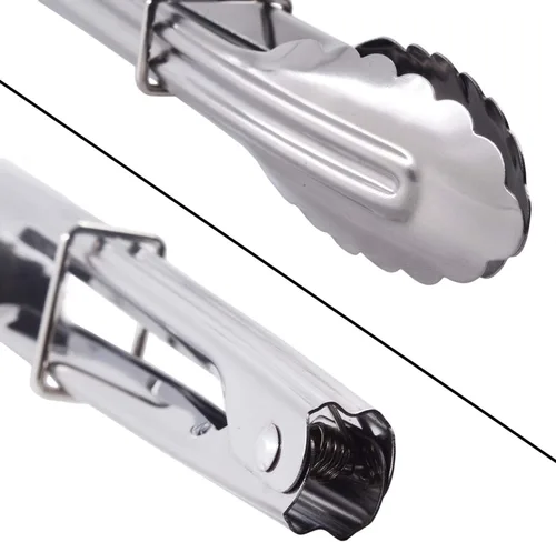 Vista 3 de HINMAY Pinzas pequeñas de acero inoxidable para servir alimentos, cocinar, asar ensaladas (7 pulgadas, 3 piezas)
