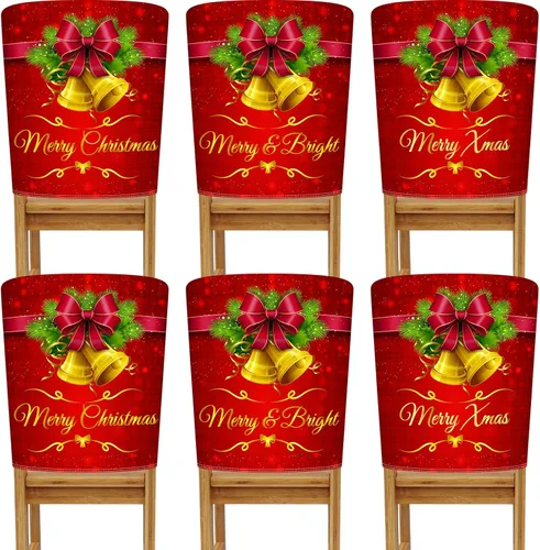 Vista 11 de Buryeah 6 fundas para respaldo de silla de Navidad, 6 estilos, extraíbles, lavables, elásticas, para comedor, fundas protectoras de sillas Parson