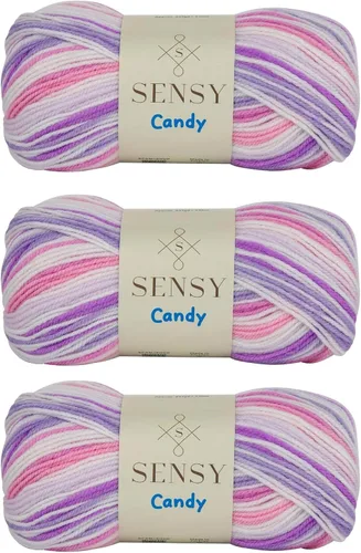 Vista 28 de Sensy Candy Yarn - Hilo de 5 madejas, 3.5 onzas, 251 yardas, multicolor para ganchillo y tejido, calibre ligero 3