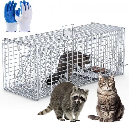 Vista 11 de Trampa para animales vivos de 25 pulgadas, jaula resistente para gatos
