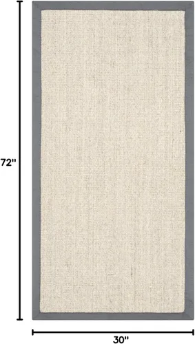 Vista 150 de Alfombra de sisal Safavieh, de color maíz y negro, tejida a mano, de la colección de fibras naturales; 5 x 8 pulgadas, NF441A, Tela, Gris / Gris