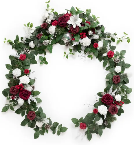 Vista 10 de Ling's moment Dusty Blue Artificial Flower Garland Wedding Arch 6 FT Azul polvoriento y azul marino