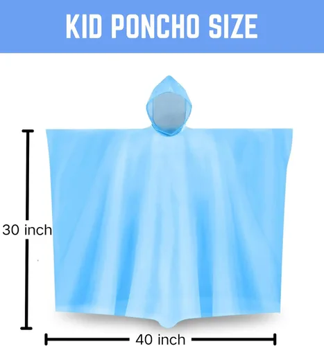 Vista 4 de Ponchos de lluvia para adultos, niños y familia 4, 8, 9 y 16 opciones de paquete Extra grueso, resistente al desgarro con capucha