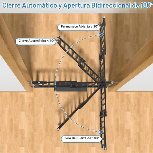 Vista 4 de Malier Puerta de bebé para escaleras con puerta grande para pasar, 29-38 pulgadas, puerta para perro montada a presión sin taladro, puerta