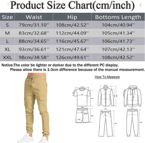 Vista 6 de SUTIL Mens Cargo Pants with Pocket Tapered Stretch Twill Cotton Slim Fit Work Jogger Pants Athletic Joggers Chino Trousers