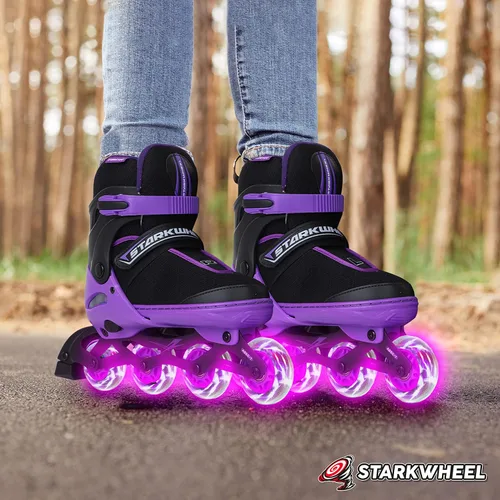 Vista 5 de Patines en línea ajustables para niños, adultos y adolescentes, ruedas de patinaje con luz completa, patines para exteriores para hombres y mujeres