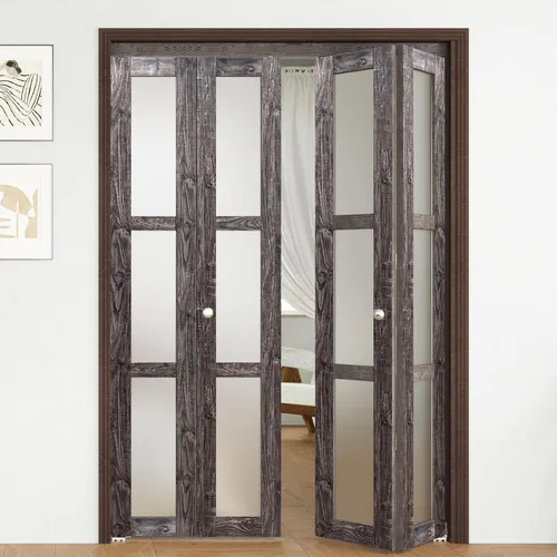 Vista 10 de BARNER HOME Puerta plegable, puerta de armario de cristal transparente de 3 lites, para apertura de 48 x 80 pulgadas, puertas plegables con kits