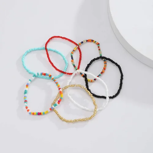 Vista 3 de Jumwrit Pulseras de cuentas coloridas para mujer, pulseras elásticas apilables bohemias para adolescentes y niñas