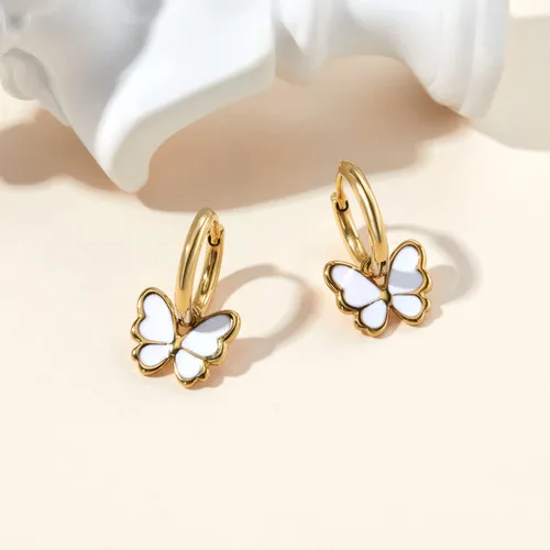 Vista 4 de Drop Dangle Earrings, Lock Heart Cross Zirconia Earrings 14K Gold Dangle Huggies Hoops Statement Punk for Women Girls Rock Hypoallergenic Jewelry