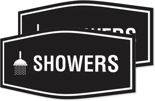 Vista 51 de Fancy Showers - Letrero (negro/plateado), tamaño mediano