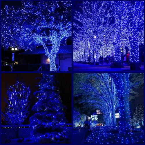Vista 7 de YULETIME 200 luces LED de Navidad azules de gran angular, 66 pies, cable verde, certificado UL, 0.197 in, juego de luces navideñas (azul) Stay