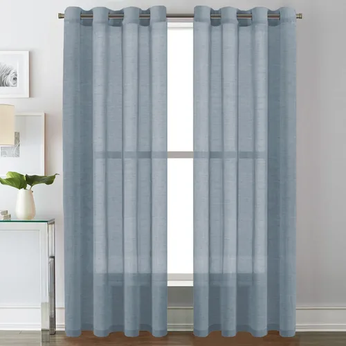 Vista 32 de H.VERSAILTEX Cortinas de lino de mezcla natural para sala de estar/cortinas de lino semitransparentes reductoras de luz de 54 pulgadas de largo