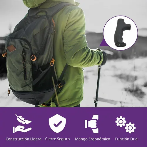Vista 2 de Adaptador de mango monopod para bastón para caminar, cabezal monopié, convertidor de mango de bastón de trekking, agarre para senderismo, escalada