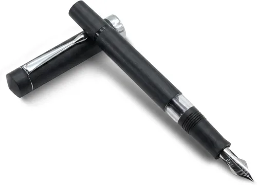 Vista 9 de FPR Jaipur V2 - Pluma estilográfica recargable con relleno de pistón azul para escritores Ultra Flex Nib, Cracked Ice Acrylic Body, Ebonite Feed
