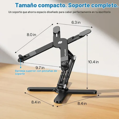 Vista 9 de OMOTON LA10 - Soporte giratorio para portátil de 360°, plegable para Negro