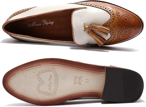 Vista 4 de Mona Flying - Mocasines de cuero planos informales para mujer