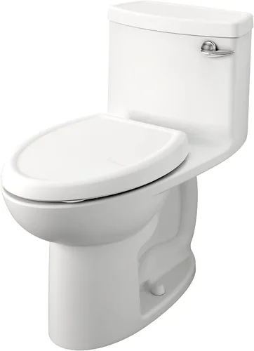 Vista 9 de American Standard 612AA001.020 Compact Cadet 3, inodoro de una pieza con asiento de cierre lento y anillo de cera, parte delantera alargada, Blanco