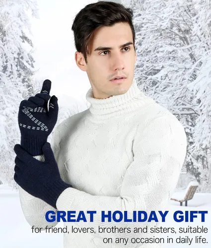 Vista 17 de FZ FANTASTIC ZONE Guantes de invierno para hombre, cálidos, térmicos, suaves, de lana, para pantalla táctil, para mujer