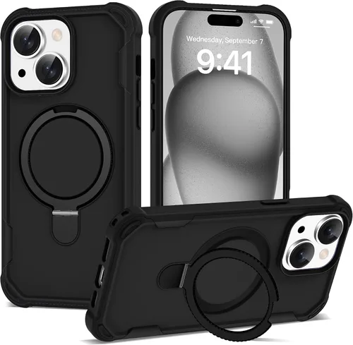 Vista 62 de Funda compatible con iPhone 12 y 12 Pro de 6.1 pulgadas con soporte de anillo magnético [protección militar contra caídas] [compatible con MagSafe]