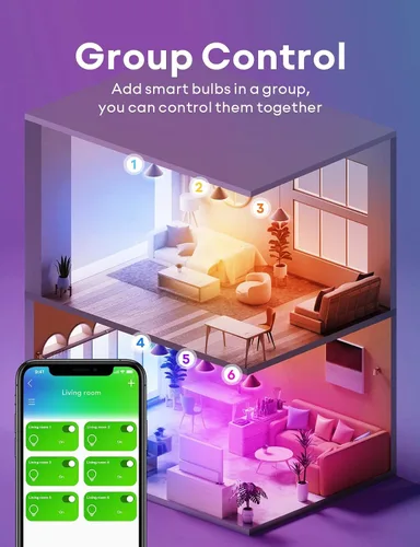 Vista 6 de VOCOlinc Paquete de 1 bombillas inteligentes, RGBW que cambia de color, funciona con Alexa, Apple Homekit y Google Home, luces LED Smart WiFi BR30