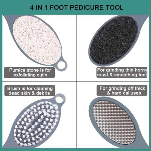 Vista 5 de CAREHOOD Eliminador de callos para pies, multiusos, 4 en 1, incluye raspador, piedra pómez, escofina para pies y lima para el cuidado de los pies