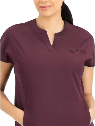 Vista 2 de Hanes Camiseta quirúrgica ComfortFit elástica con cuello mandarín para mujer