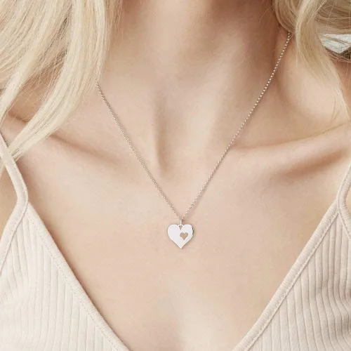 Vista 2 de A Charmed Impression Collar de plata de ley con forma de corazón conmemorativo - Un regalo de condolencias de mi corazón