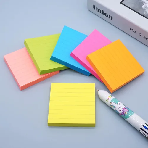 Vista 3 de 6 blocs de notas adhesivas emergentes de color brillante con líneas de 3 x 3 pulgadas, 100 hojas/bloc 6 packs bright colorful lined pop-up sticky
